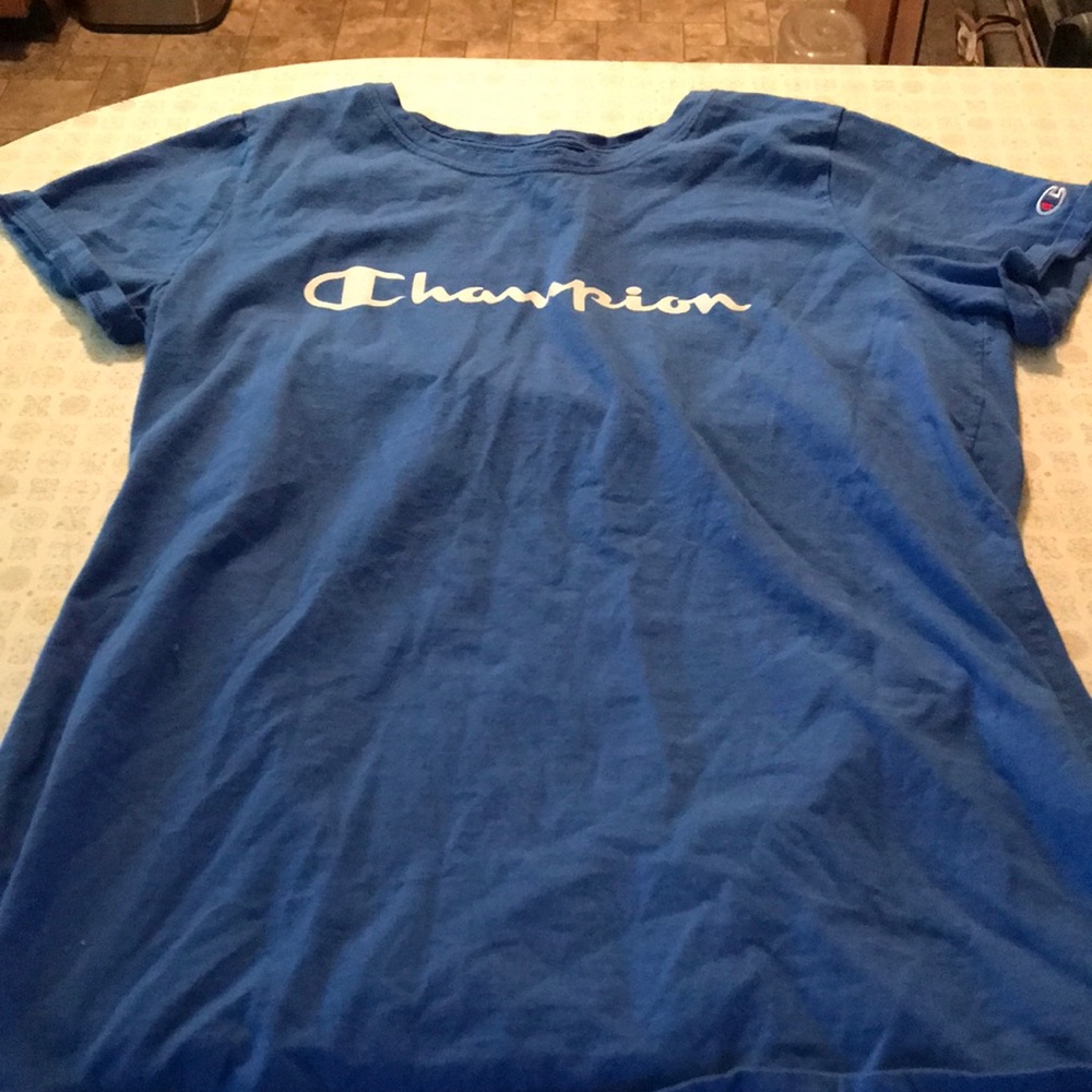 Blue champion t shirt size boys large
